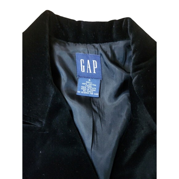 Gap Velvet Blazer Womens 4 Black Whimsigoth Preppy Double-Breasted Old Money - Picture 5 of 7